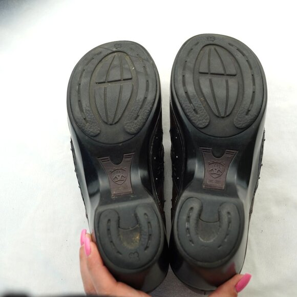 Ariat Brown Leather Western Slip-On Clogs Mules Size 7.5B - Picture 8 of 10